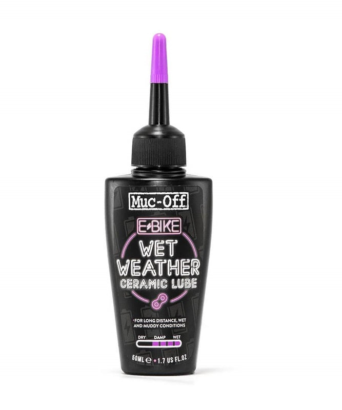 Lubrificante cerâmico de limpeza em húmido para corrente MUC-OFF Wet Weather Ceramic Lube, para eBike (50 ml)